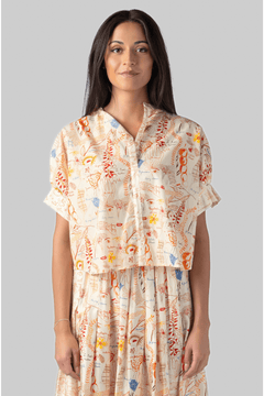 Sultana Shirt - Mix Floral Orange/Blue - La Prestic Ouiston