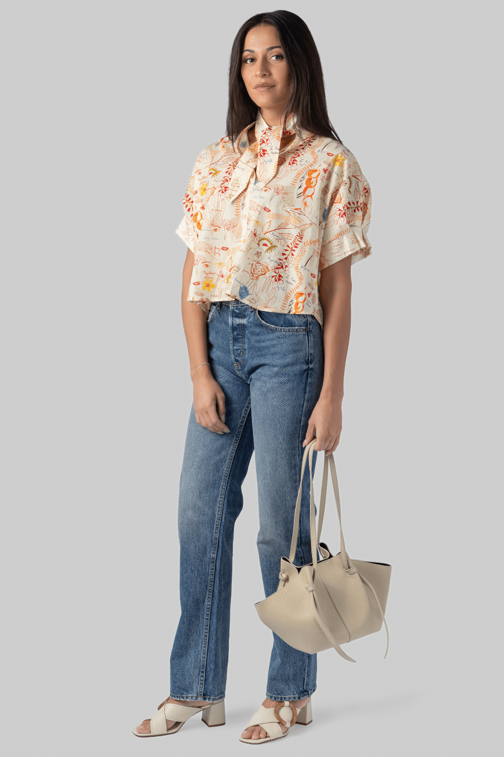 Sultana Shirt - Mix Floral Orange/Blue - La Prestic Ouiston