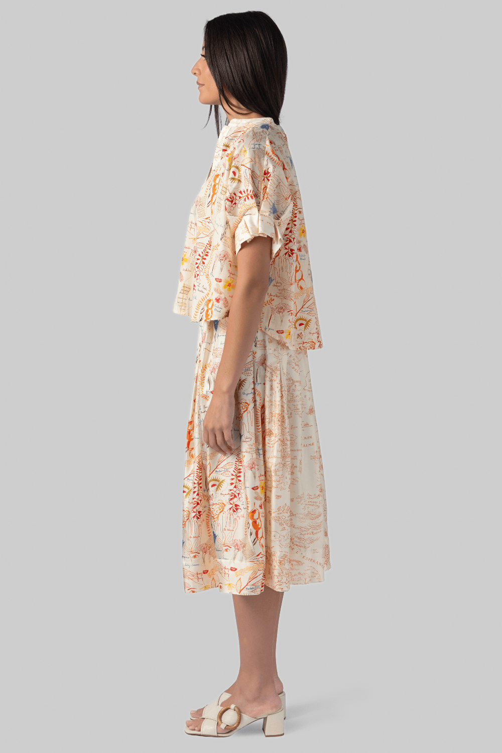 Sultana Shirt - Mix Floral Orange/Blue - La Prestic Ouiston