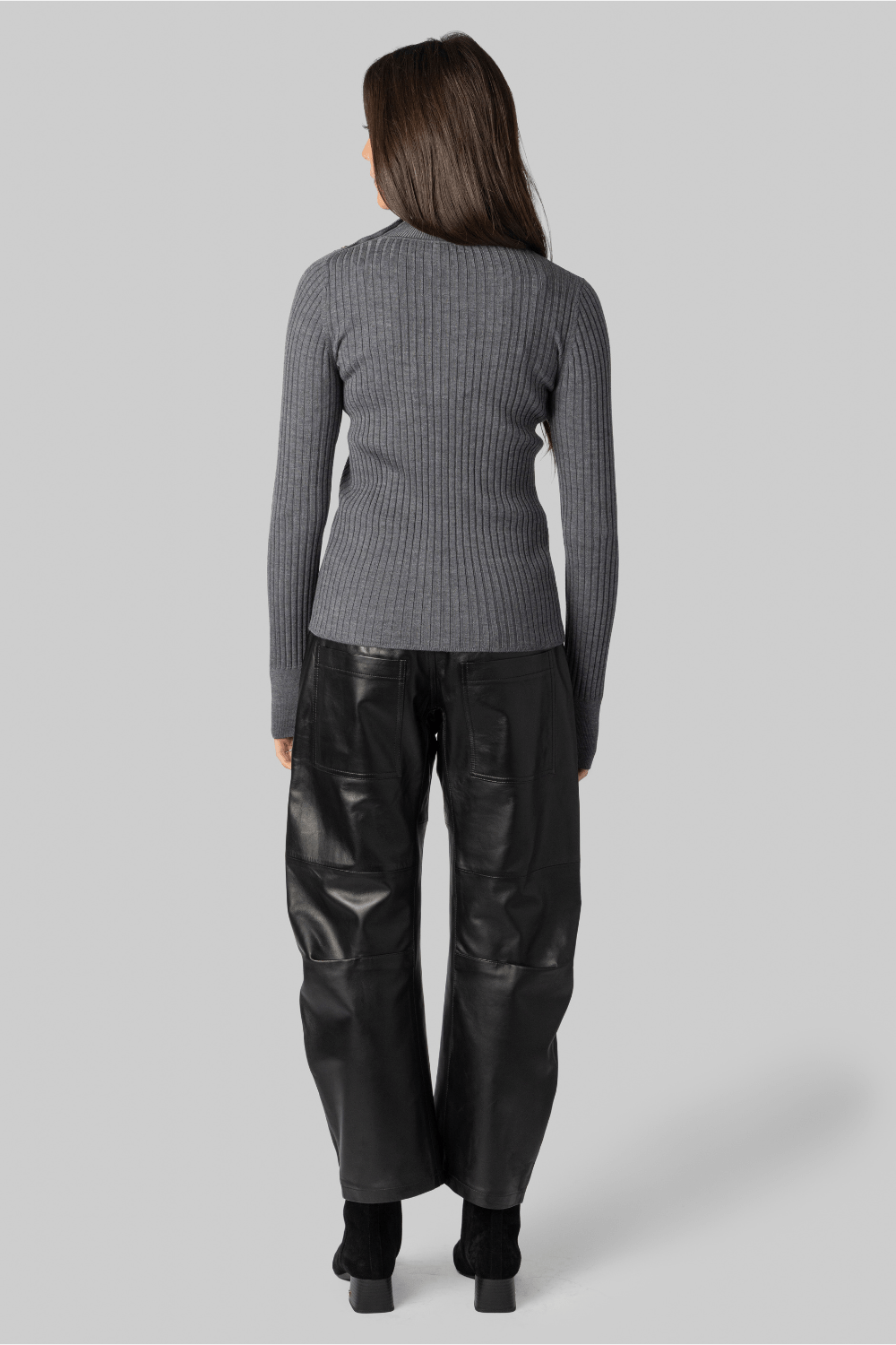 Superfine Merino Gray Ribbed Sweater - Forte Forte