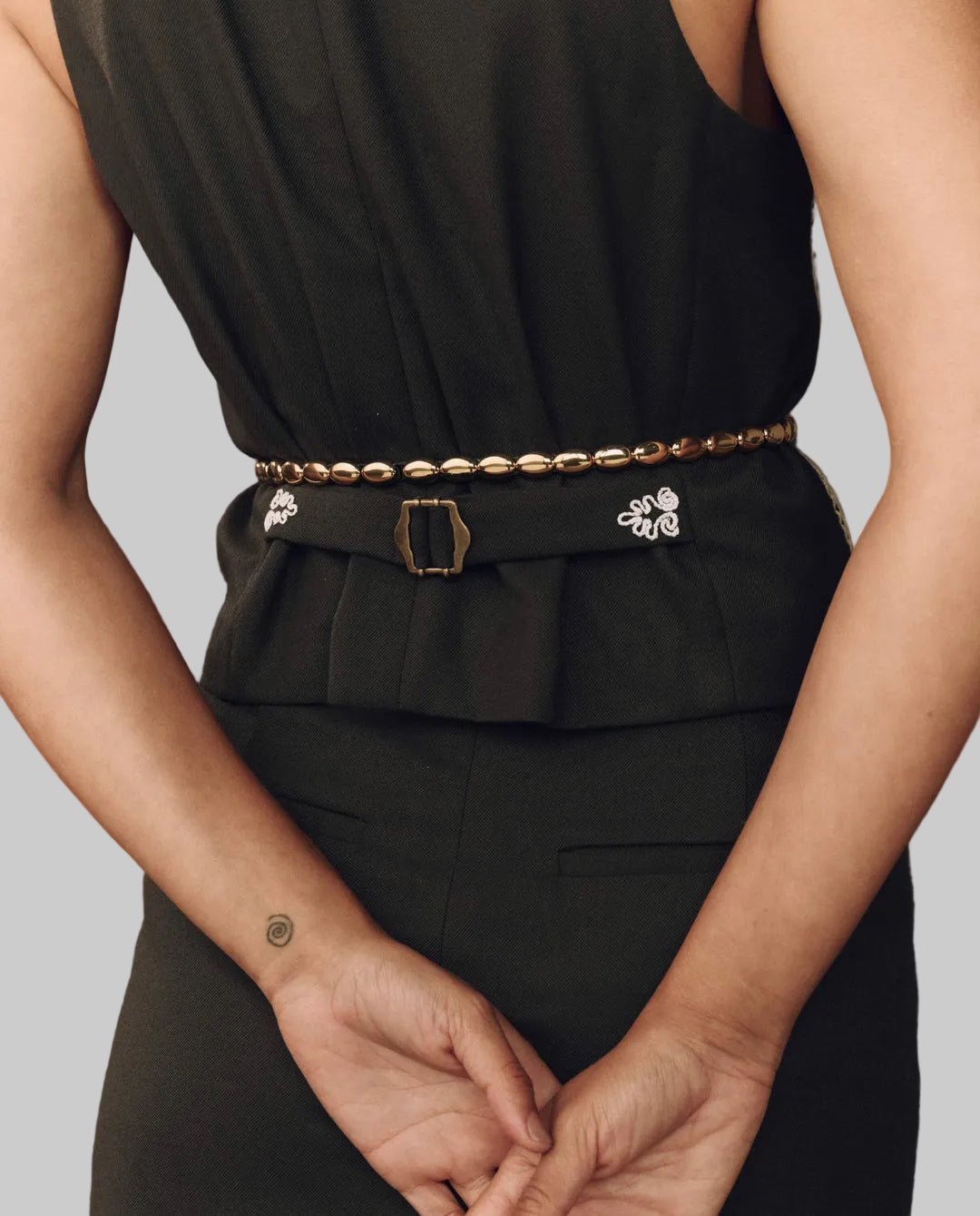 The Beaded Belt - Black with Gold - The Great