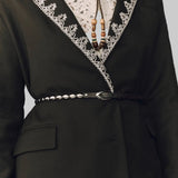 The Beaded Belt - Black with Silver - The Great