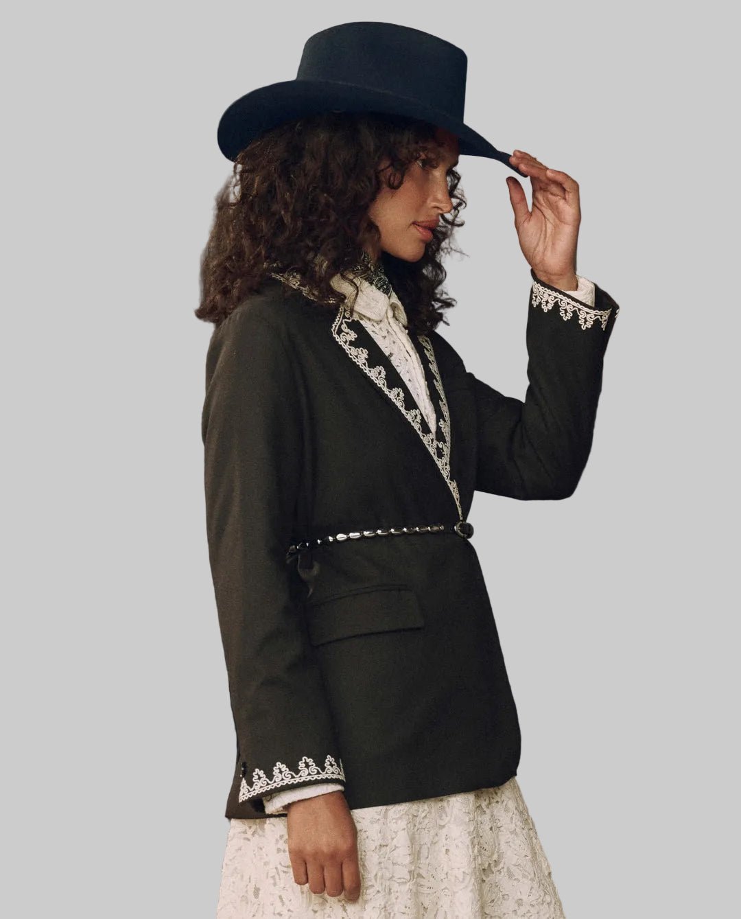 The Beaded Belt - Black with Silver - The Great