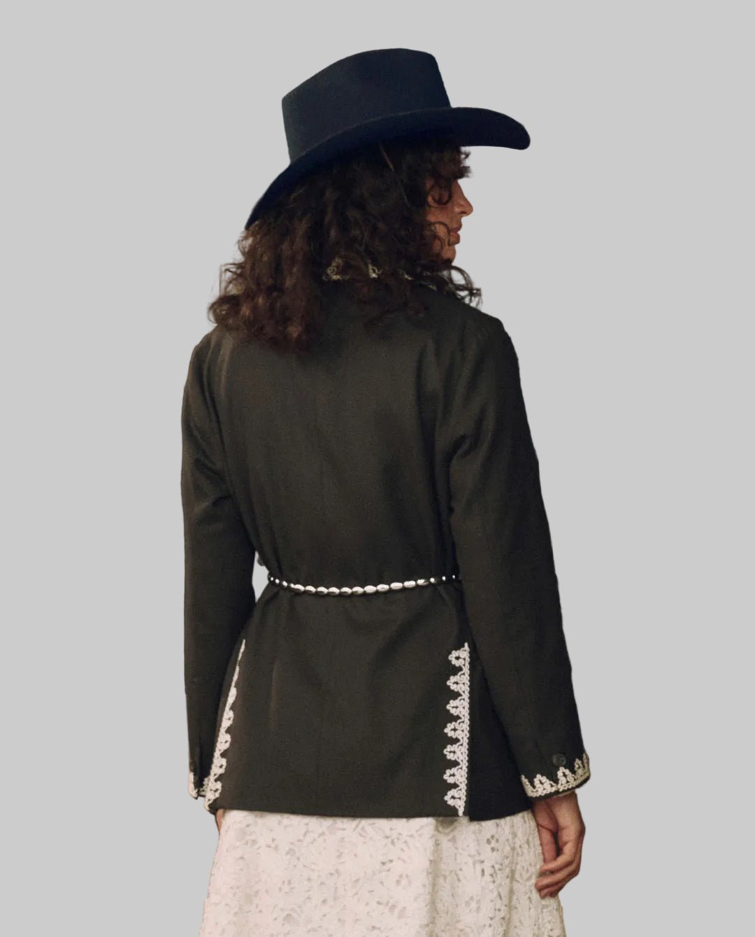 The Beaded Belt - Black with Silver - The Great