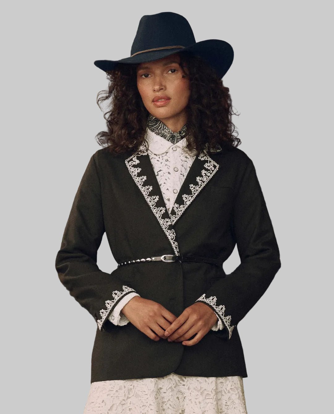 The Beaded Belt - Black with Silver - The Great