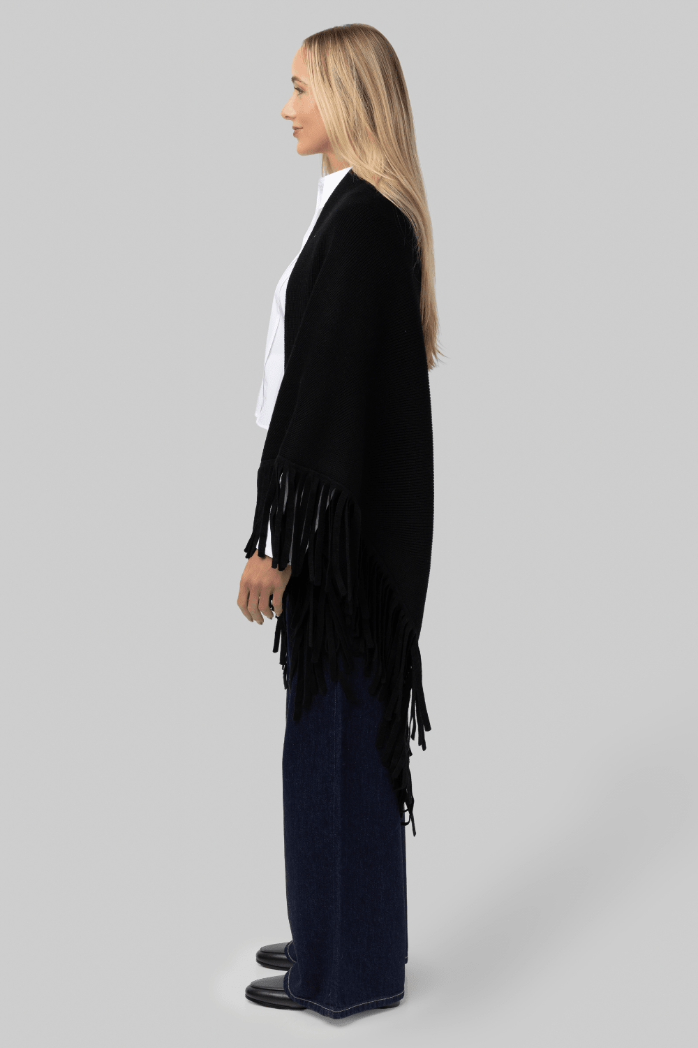The Big Sweater Fringe Scarf - Black - The Great