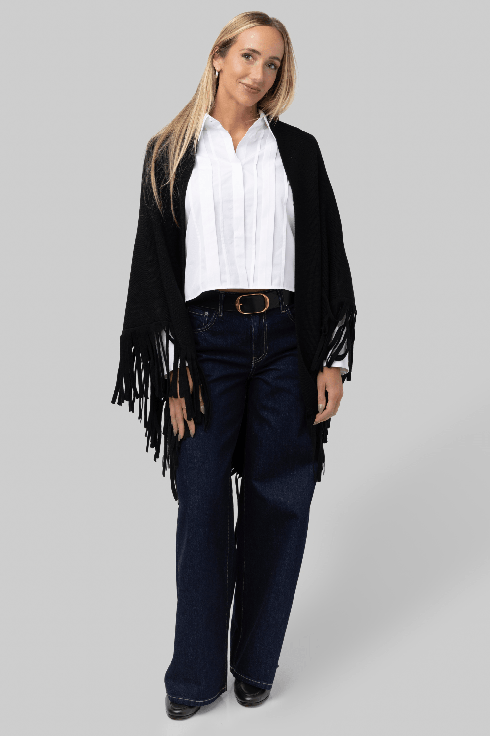 The Big Sweater Fringe Scarf - Black - The Great