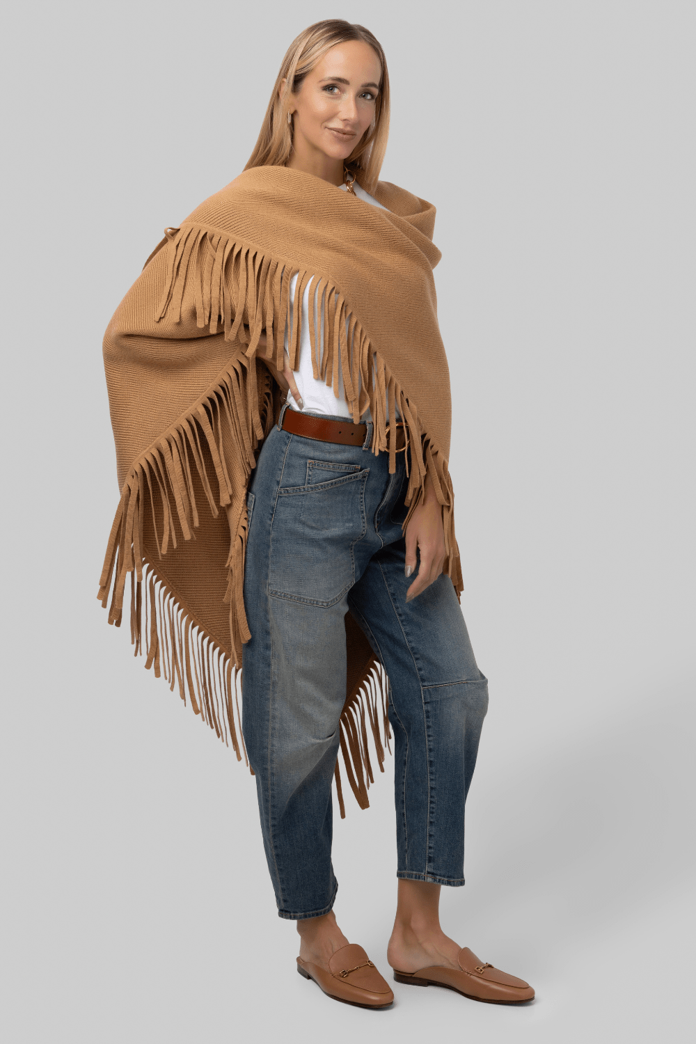 The Big Sweater Fringe Scarf - Camel - The Great