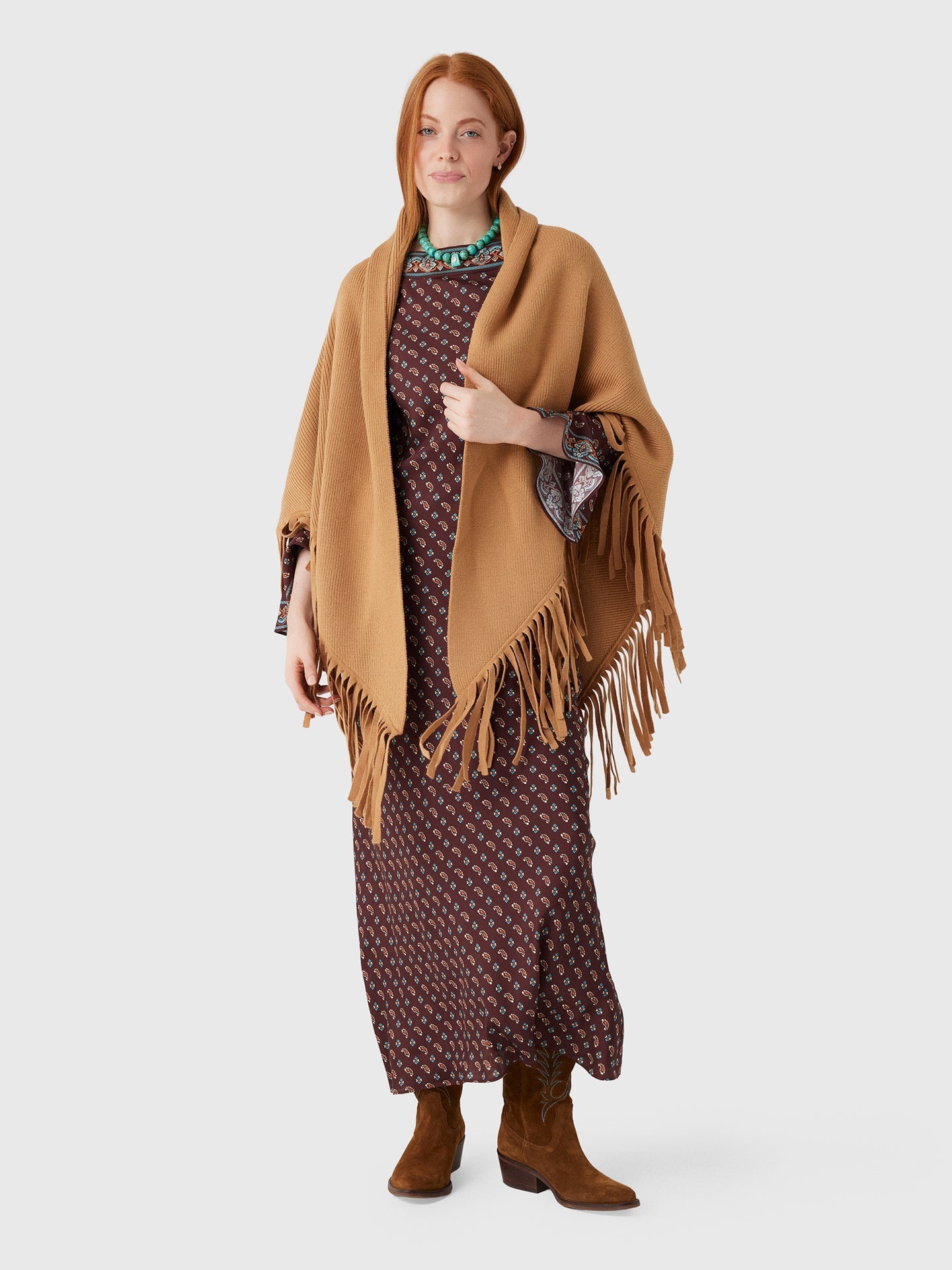 The Big Sweater Fringe Scarf - Camel - The Great