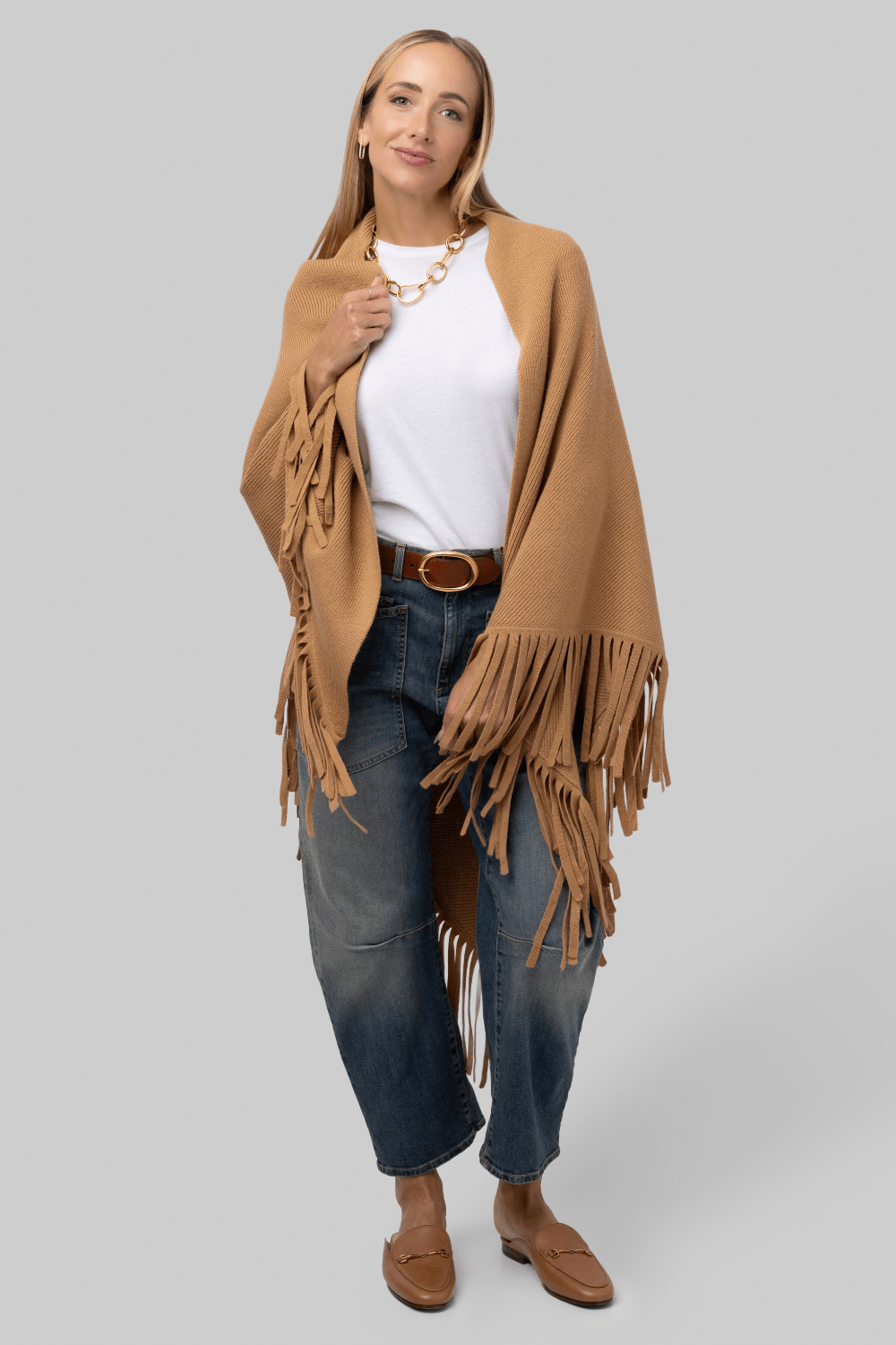 The Big Sweater Fringe Scarf - Camel - The Great