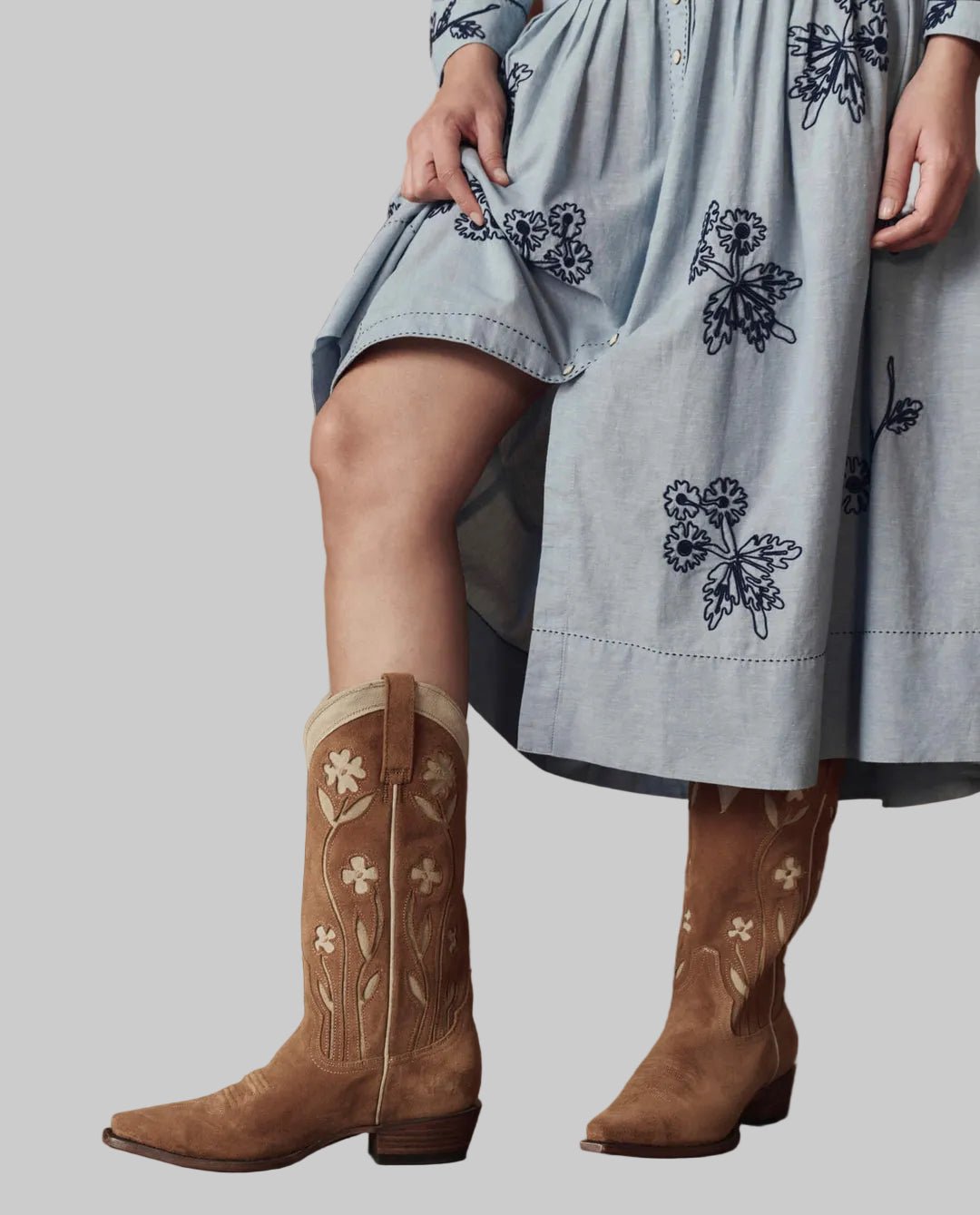 The Cowboy Boot Suede Floral - The Great