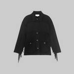 The Western Fringe Sweater Jacket - Black - The Great