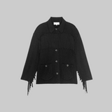 The Western Fringe Sweater Jacket - Black - The Great