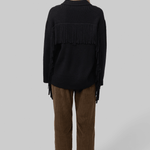The Western Fringe Sweater Jacket - Black - The Great