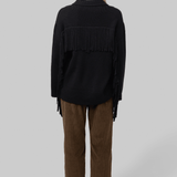 The Western Fringe Sweater Jacket - Black - The Great