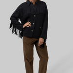The Western Fringe Sweater Jacket - Black - The Great
