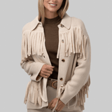 The Western Fringe Sweater Jacket - Natural - The Great