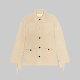 The Western Fringe Sweater Jacket - Natural - The Great