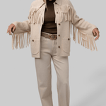 The Western Fringe Sweater Jacket - Natural - The Great