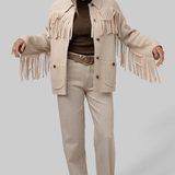 The Western Fringe Sweater Jacket - Natural - The Great