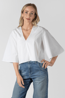 V - neck top in Cotton Poplin - Forte Forte