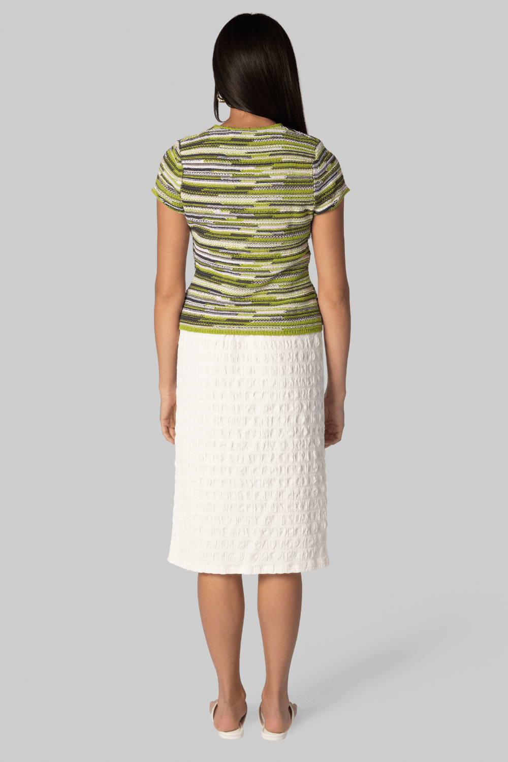 Veya Knit Tee in Green Linen - Proenza Schouler White Label