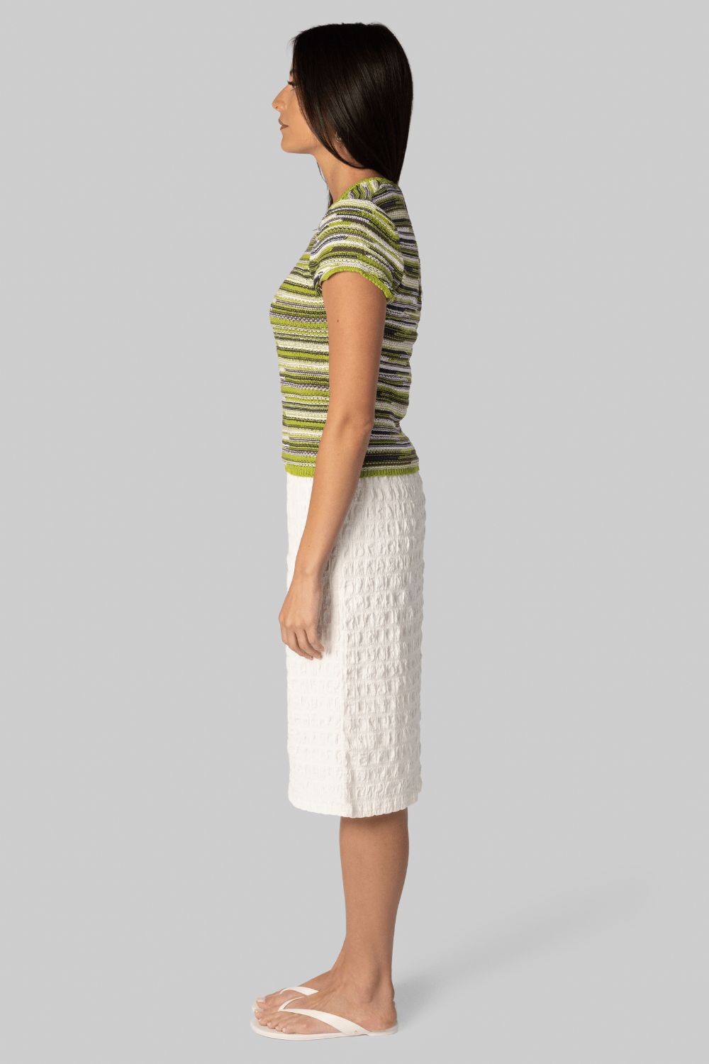 Veya Knit Tee in Green Linen - Proenza Schouler White Label