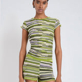 Veya Knit Tee in Green Linen - Proenza Schouler White Label