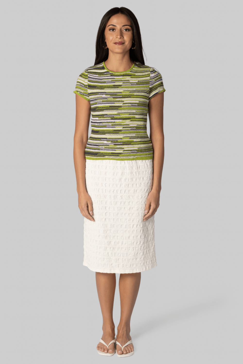 Veya Knit Tee in Green Linen - Proenza Schouler White Label