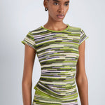 Veya Knit Tee in Green Linen - Proenza Schouler White Label