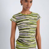 Veya Knit Tee in Green Linen - Proenza Schouler White Label