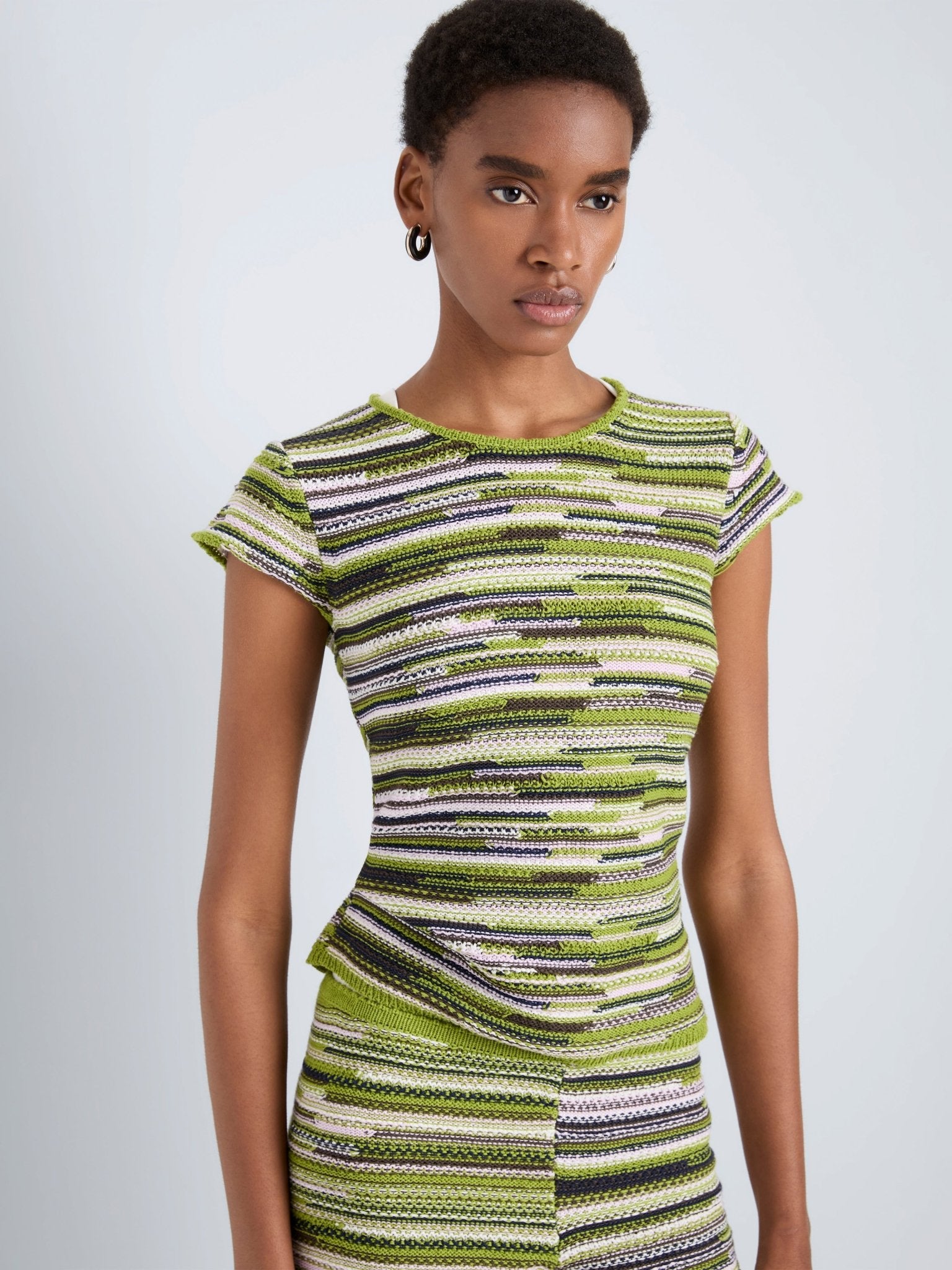 Veya Knit Tee in Green Linen - Proenza Schouler White Label