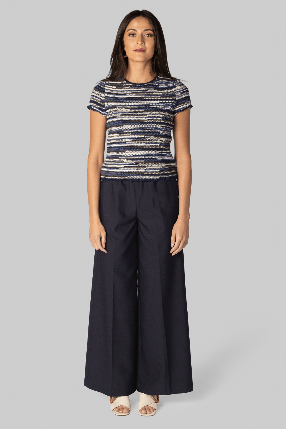 Veya Knit Tee in Navy Linen - Proenza Schouler White Label