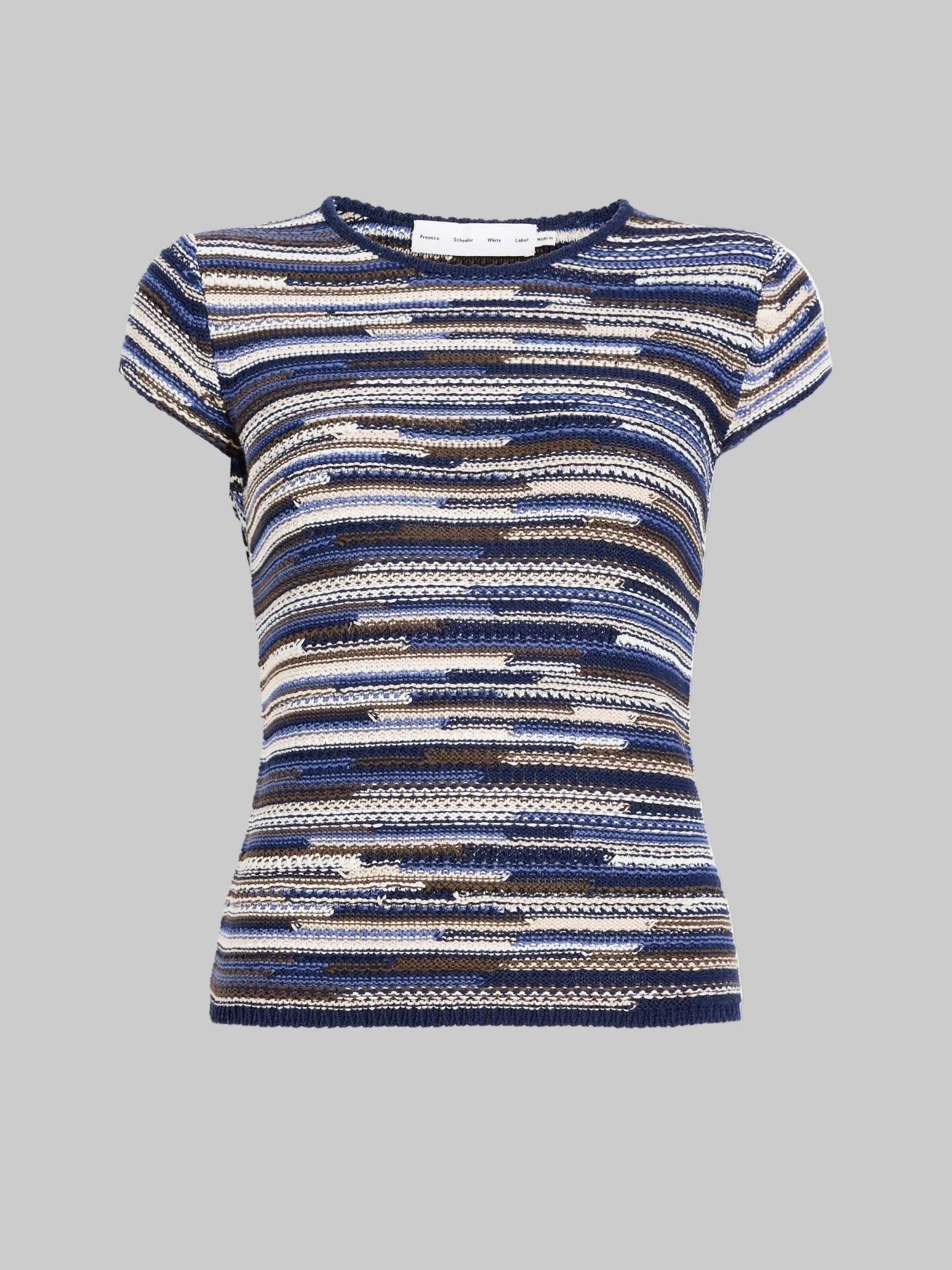 Veya Knit Tee in Navy Linen - Proenza Schouler White Label