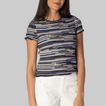 Veya Knit Tee in Navy Linen - Proenza Schouler White Label