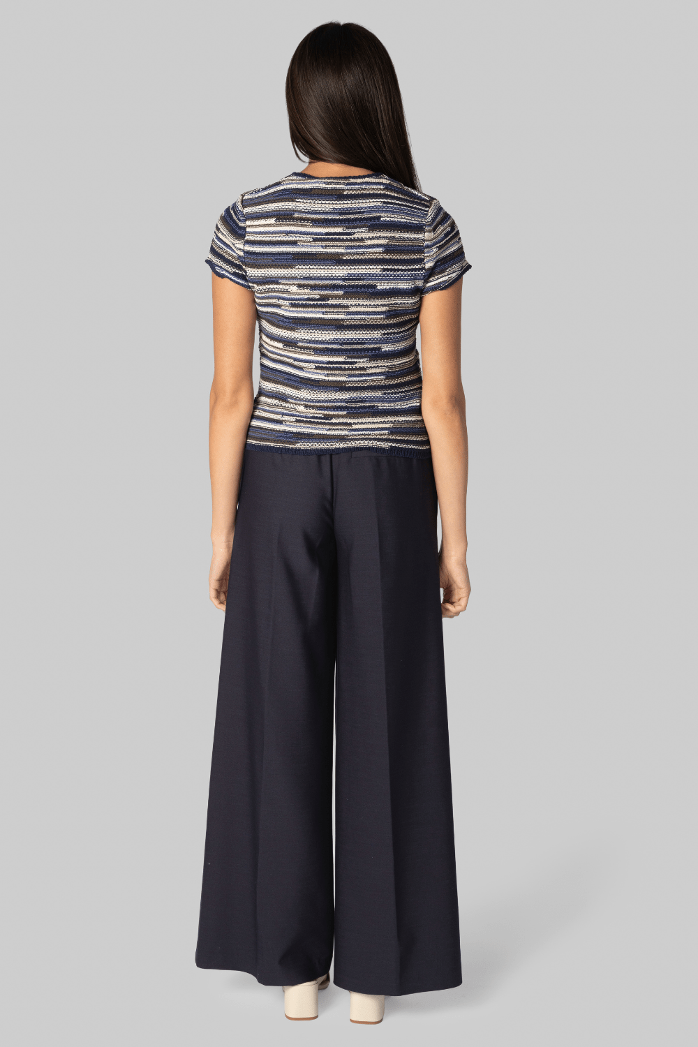 Veya Knit Tee in Navy Linen - Proenza Schouler White Label