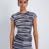 Veya Knit Tee in Navy Linen - Proenza Schouler White Label