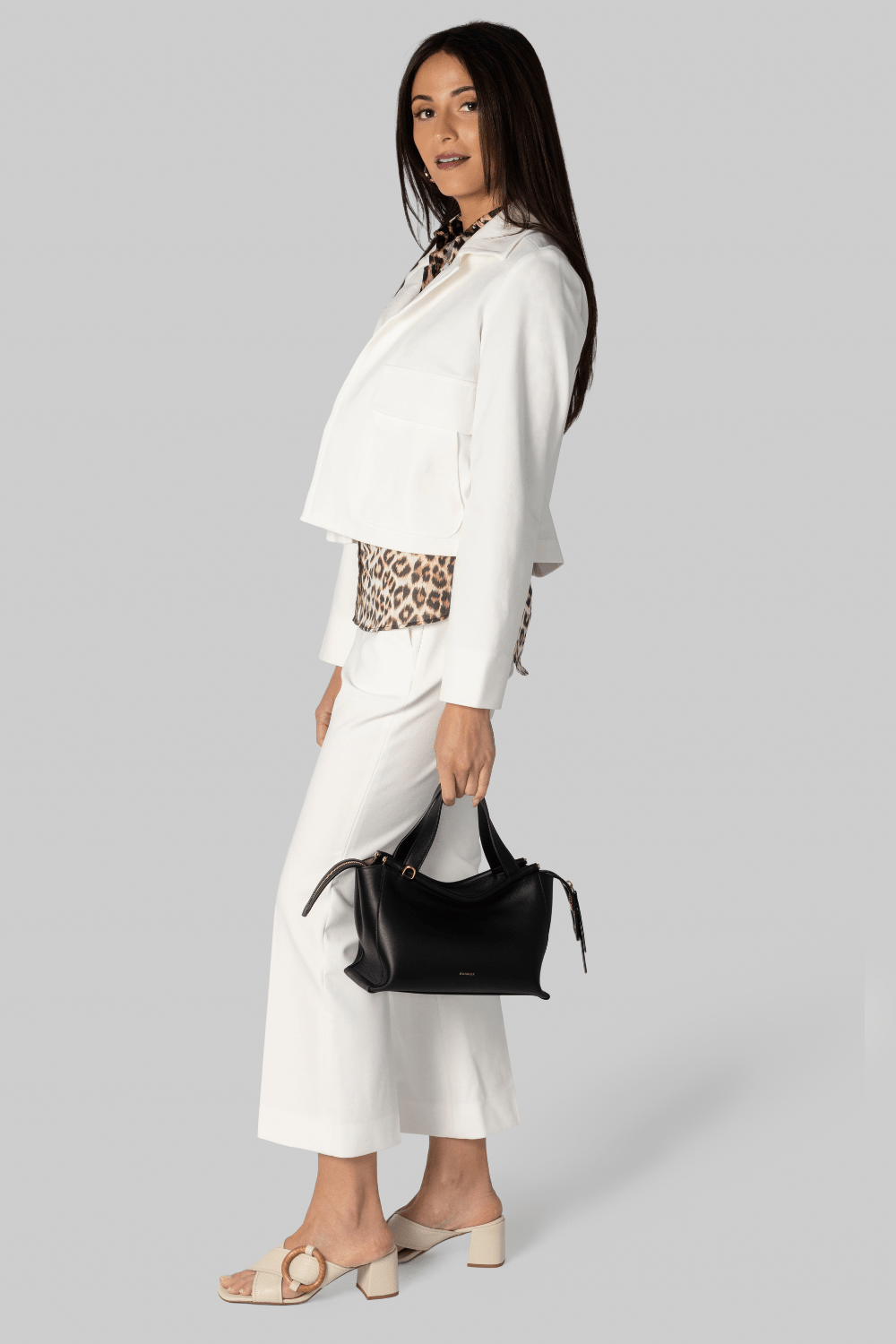 White Compact Jersey Crop Pant - Odeeh