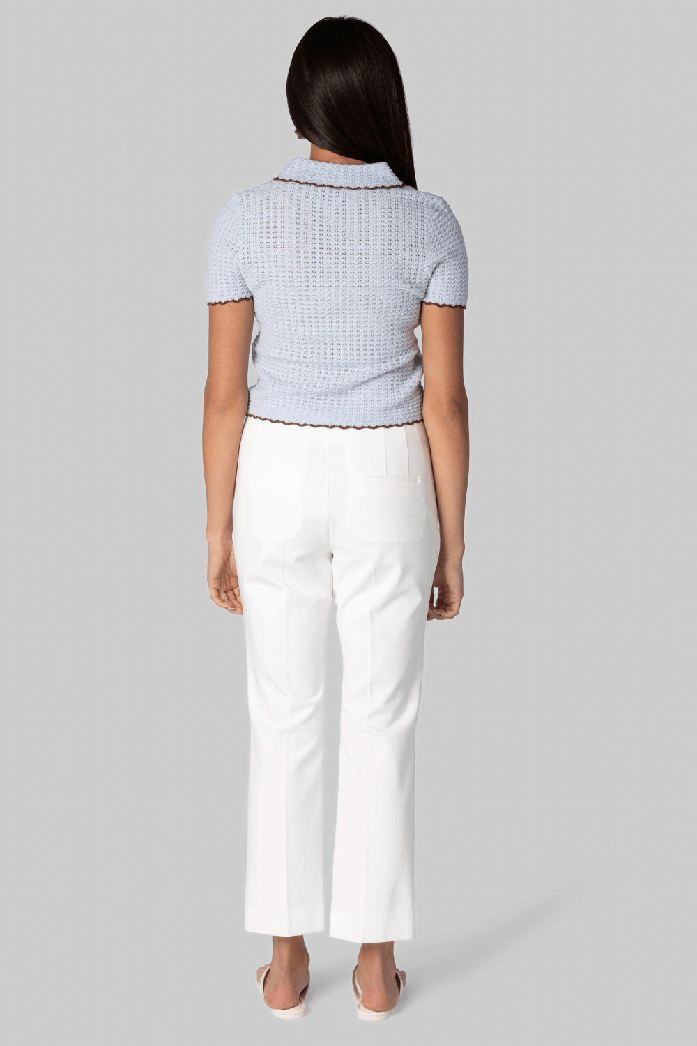 White Compact Jersey Crop Pant - Odeeh