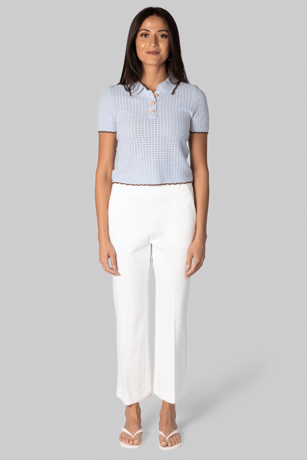 White Compact Jersey Crop Pant - Odeeh