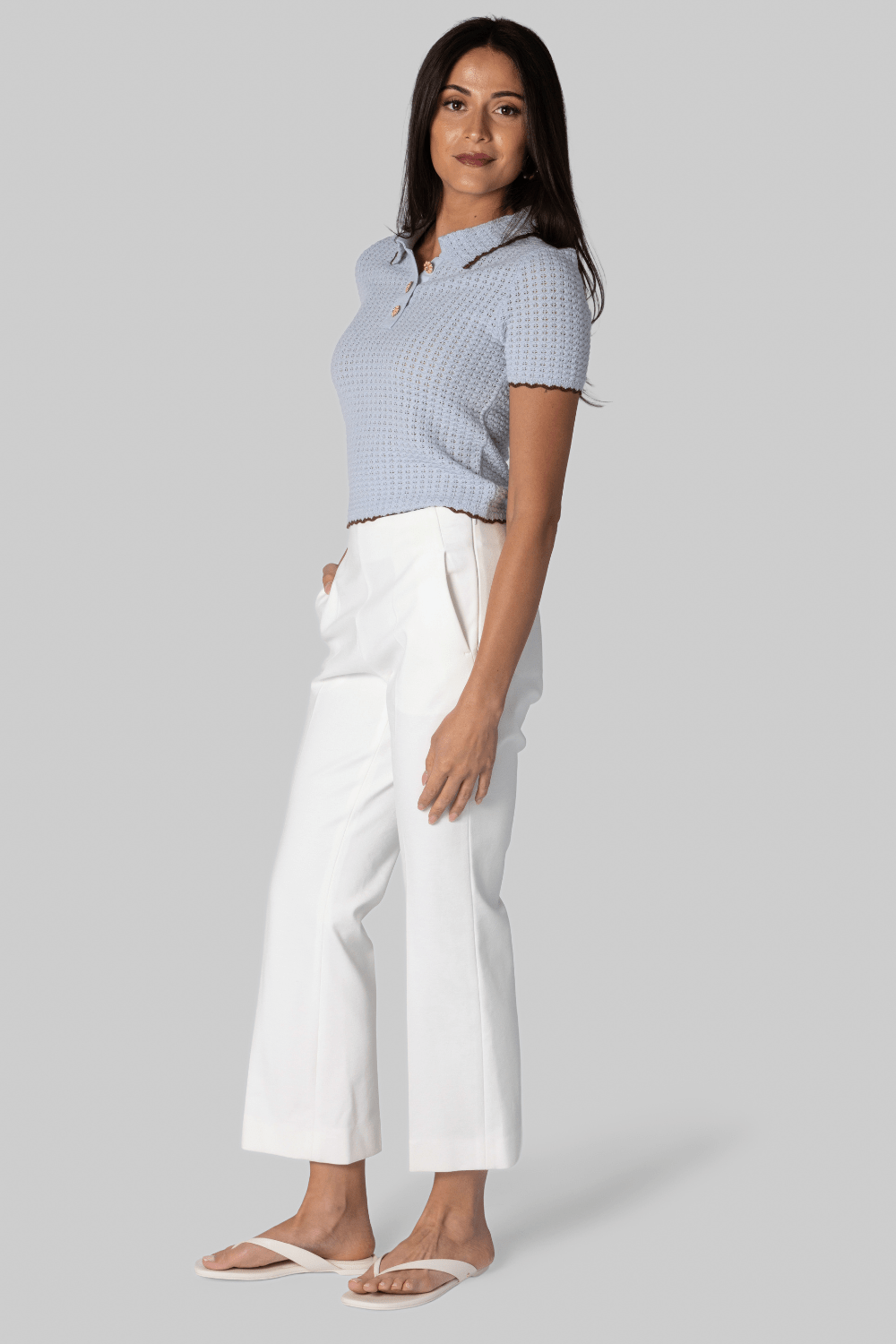 White Compact Jersey Crop Pant - Odeeh