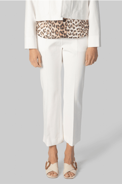 White Compact Jersey Crop Pant - Odeeh