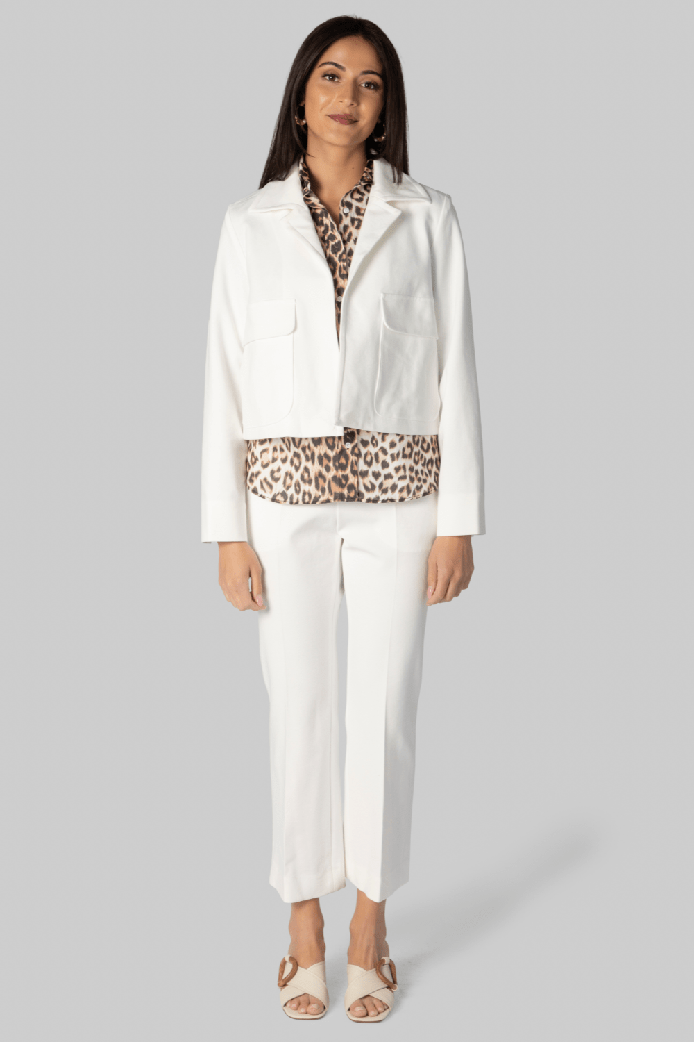 White Compact Jersey Crop Pant - Odeeh