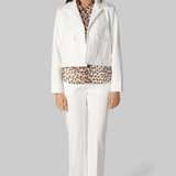 White Compact Jersey Crop Pant - Odeeh