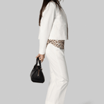 White Compact Jersey Crop Pant - Odeeh