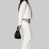White Compact Jersey Crop Pant - Odeeh
