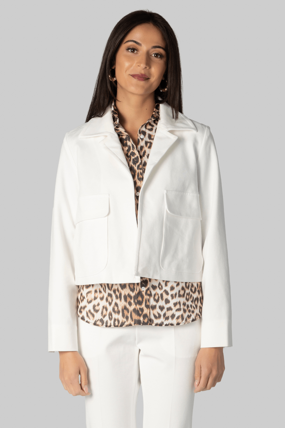 White Compact Jersey Jacket - Odeeh