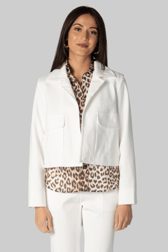 White Compact Jersey Jacket - Odeeh
