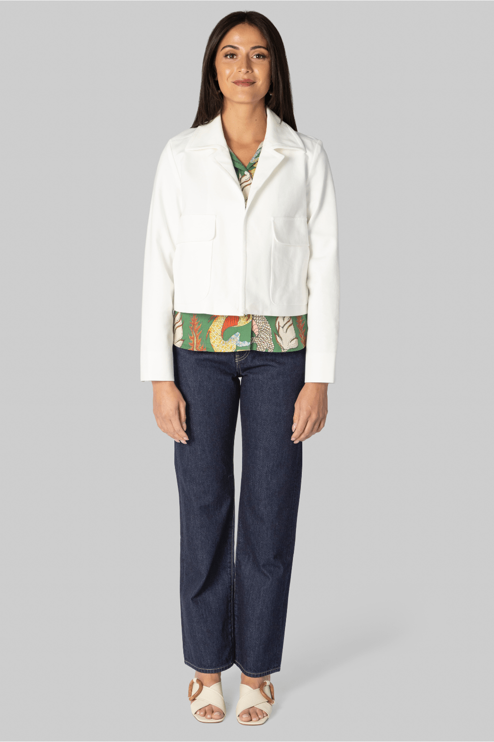 White Compact Jersey Jacket - Odeeh