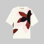 White Floral Short Sleeve Knit Top - Plan C